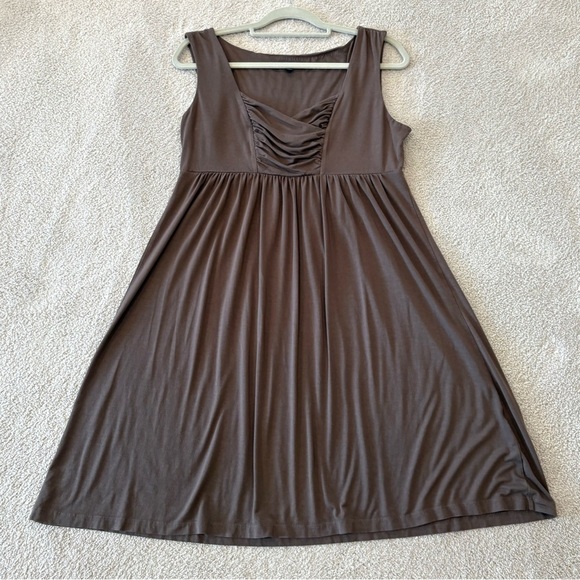 Saint Tropez West Fit& Flare Empire Sleeveless Brown Stretch Knit Tank Dress XL - Picture 1 of 15